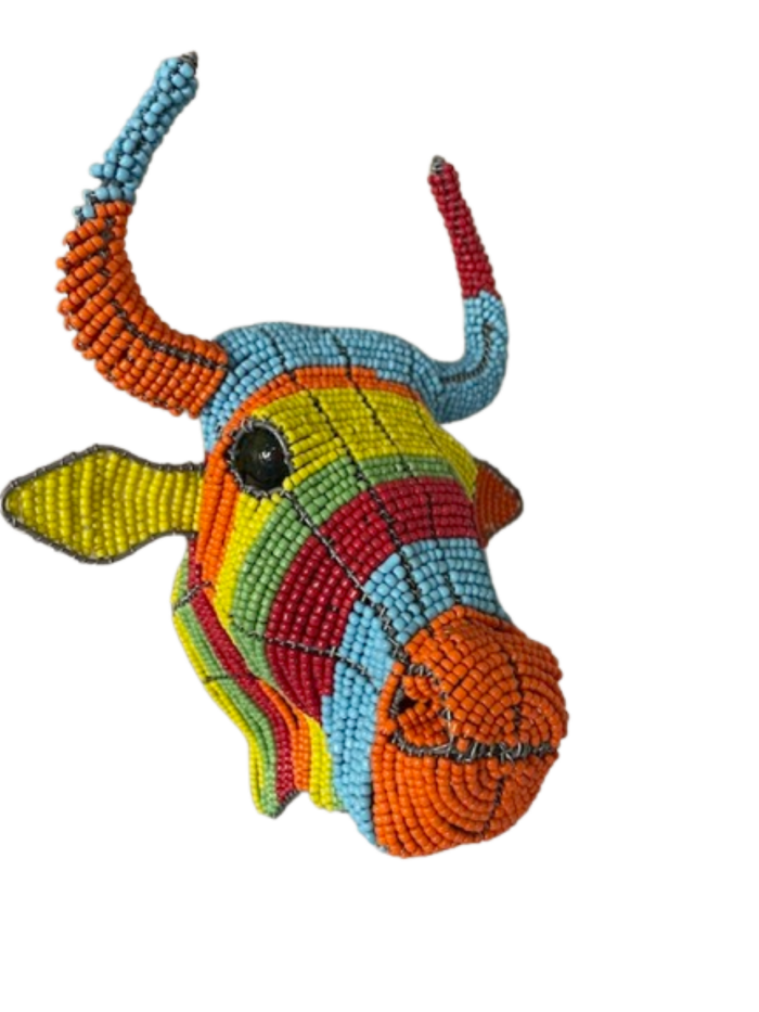 Bead and Wire Multi-Colour Nguni Cow Head - Wall Decor Art Handmade - Medium - Image 2