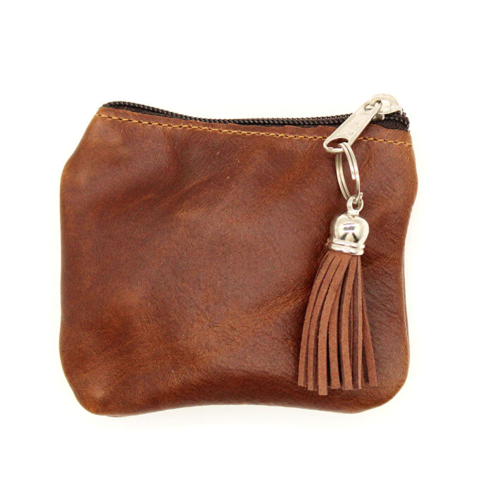 Leather Coin Purse with Tassel - Image 2