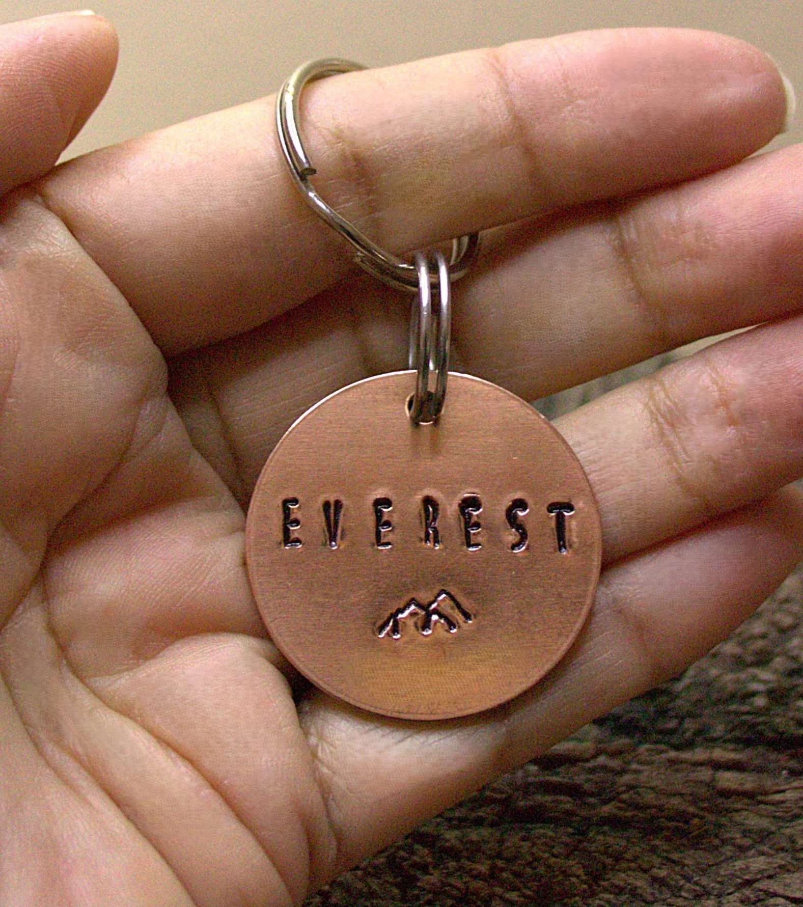 Rose Gold Personalised Dog Tag Keyring Custom Dog Tag Keychain