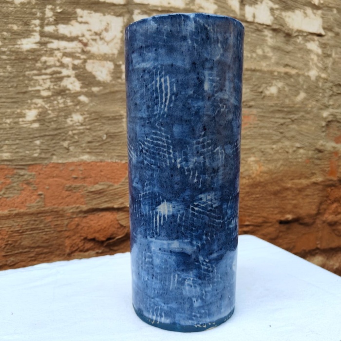 Tall Blue Ceramic Vase