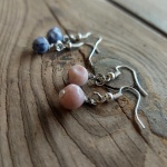 Petite Little Stone Beard Drop Earring Set - Blue And Pink