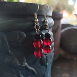 Glass Bead Earrings - Drop Earrings - Black And Red