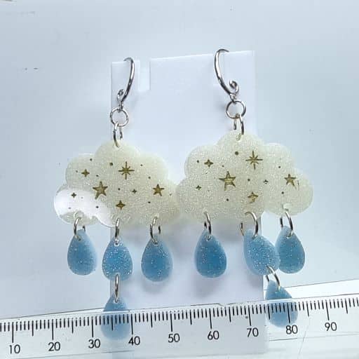 Resin Earrings - Cloud and Waterdrop - Image 3
