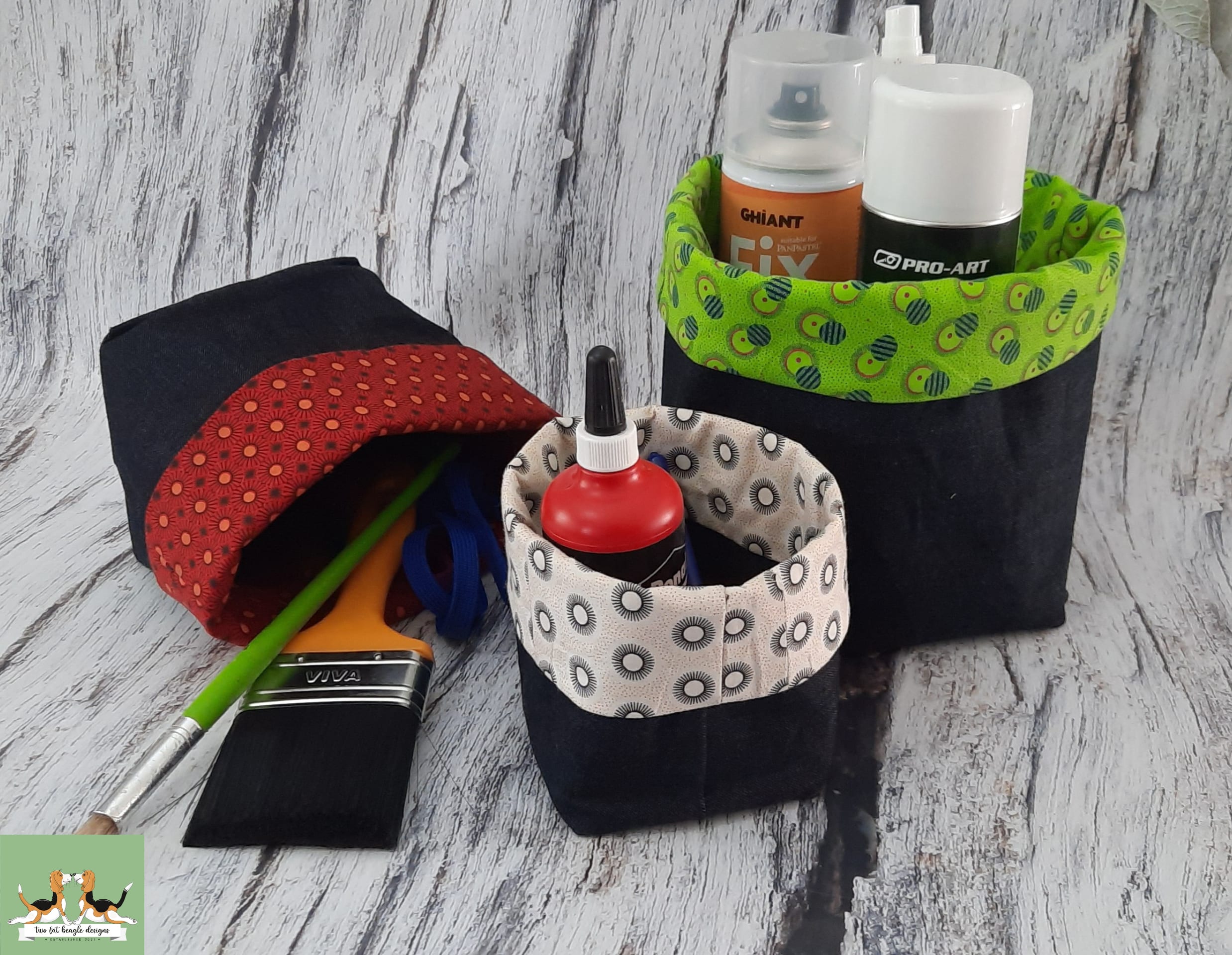 Denim and Shweshwe Fabric Baskets - Image 5