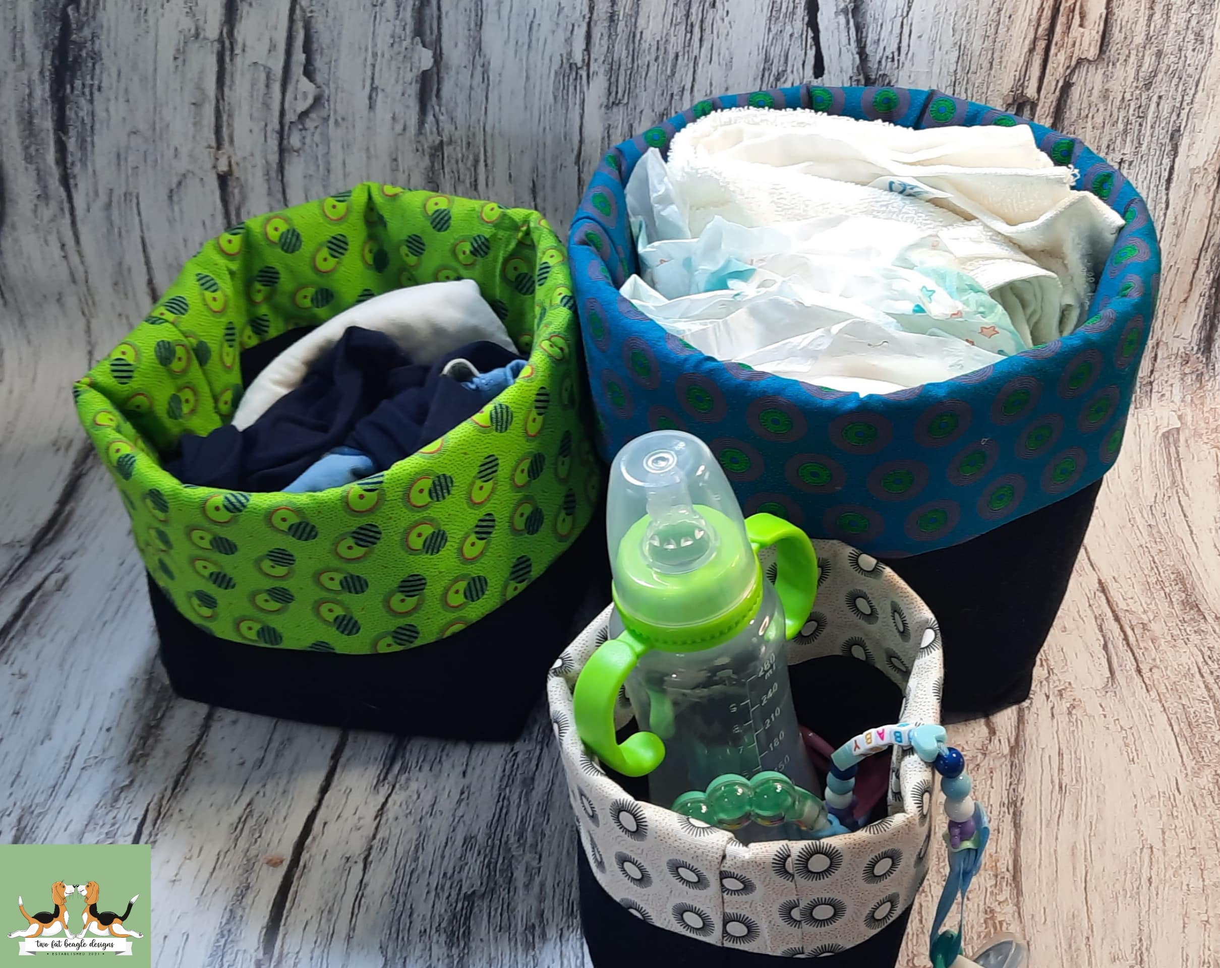 Denim and Shweshwe Fabric Baskets - Image 6