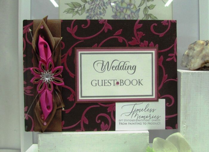 Fabric Covered Wedding Guest Book - Pink and Brown