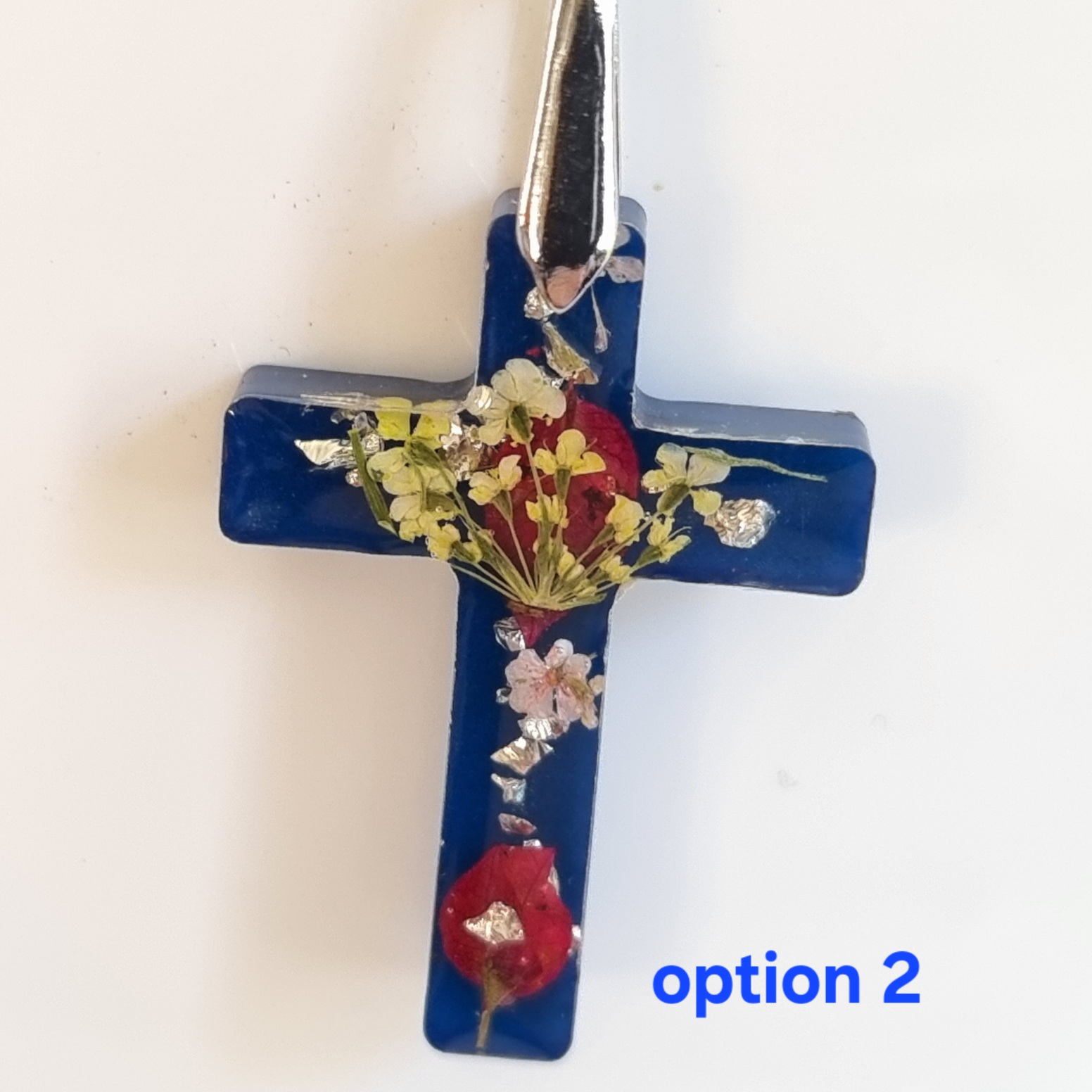 Resin Flower Cross Pendant - Image 3