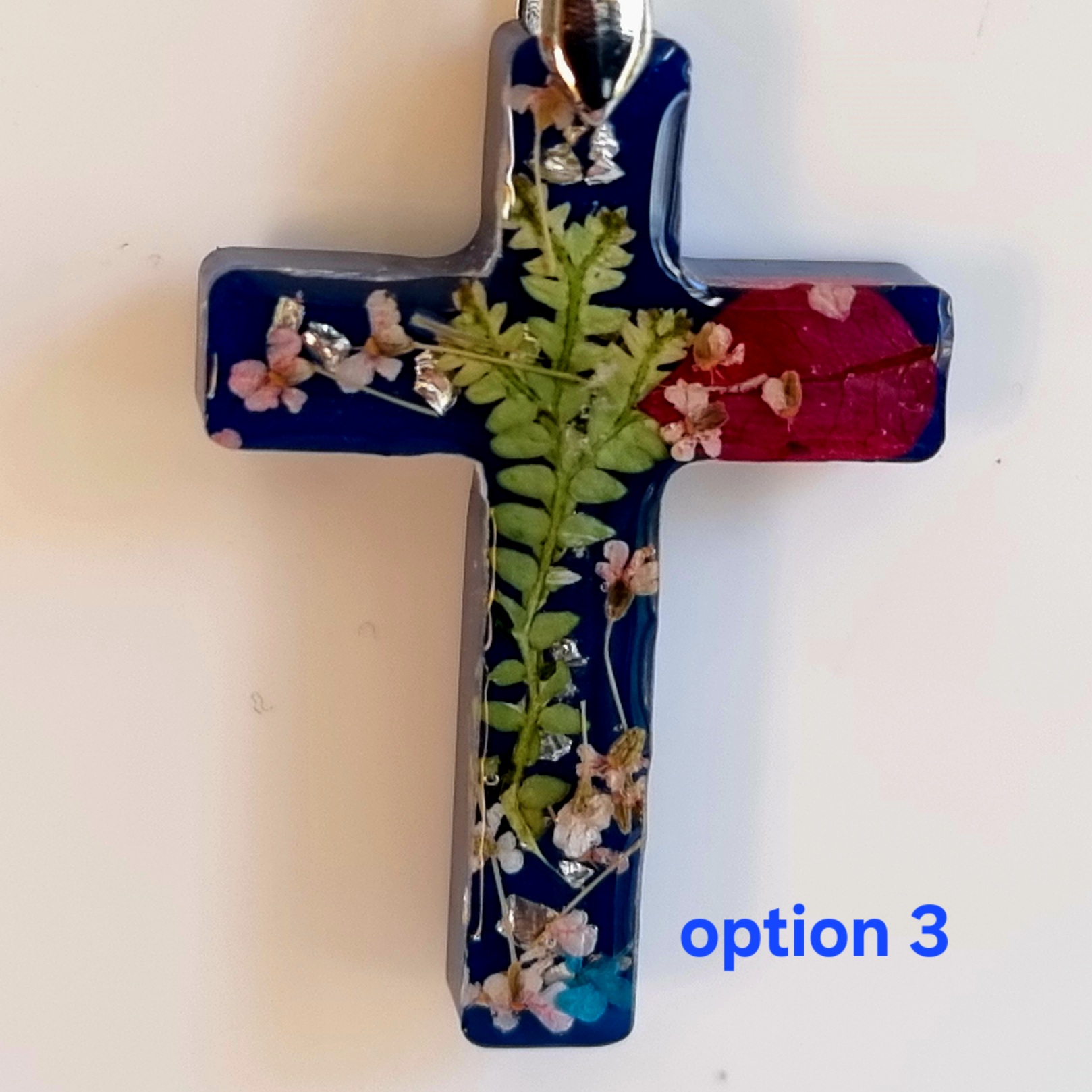 Resin Flower Cross Pendant - Image 4