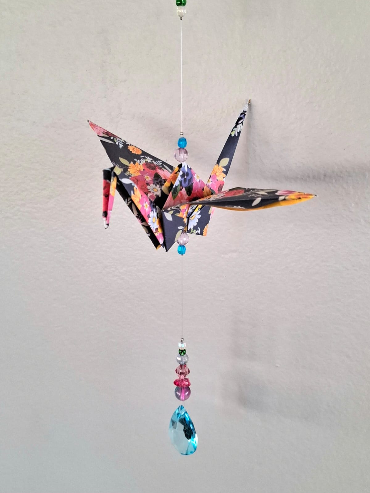 Origami Crane Mobile - Navy Floral - Image 3