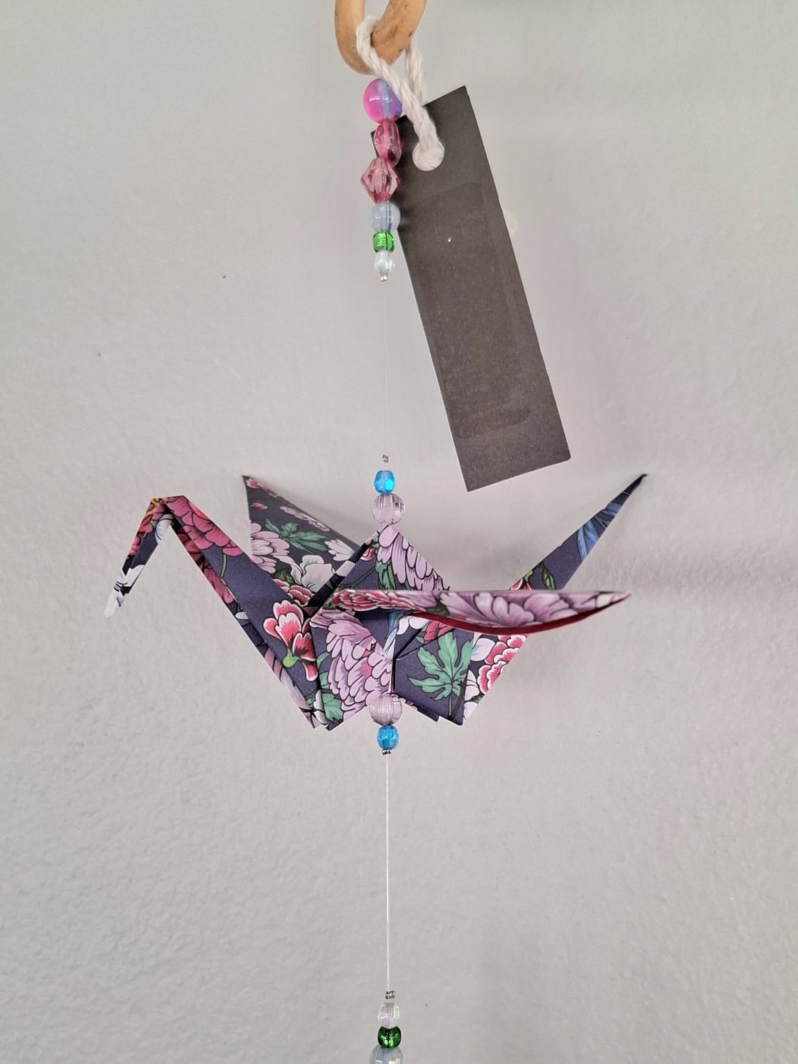 Origami Crane Mobile - Navy Floral - Image 5