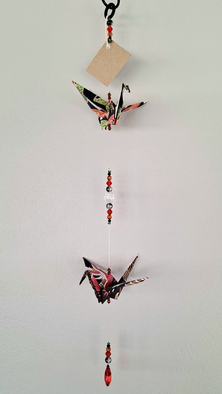 Origami Crane Mobile - Black and Blue Japanese - Image 2