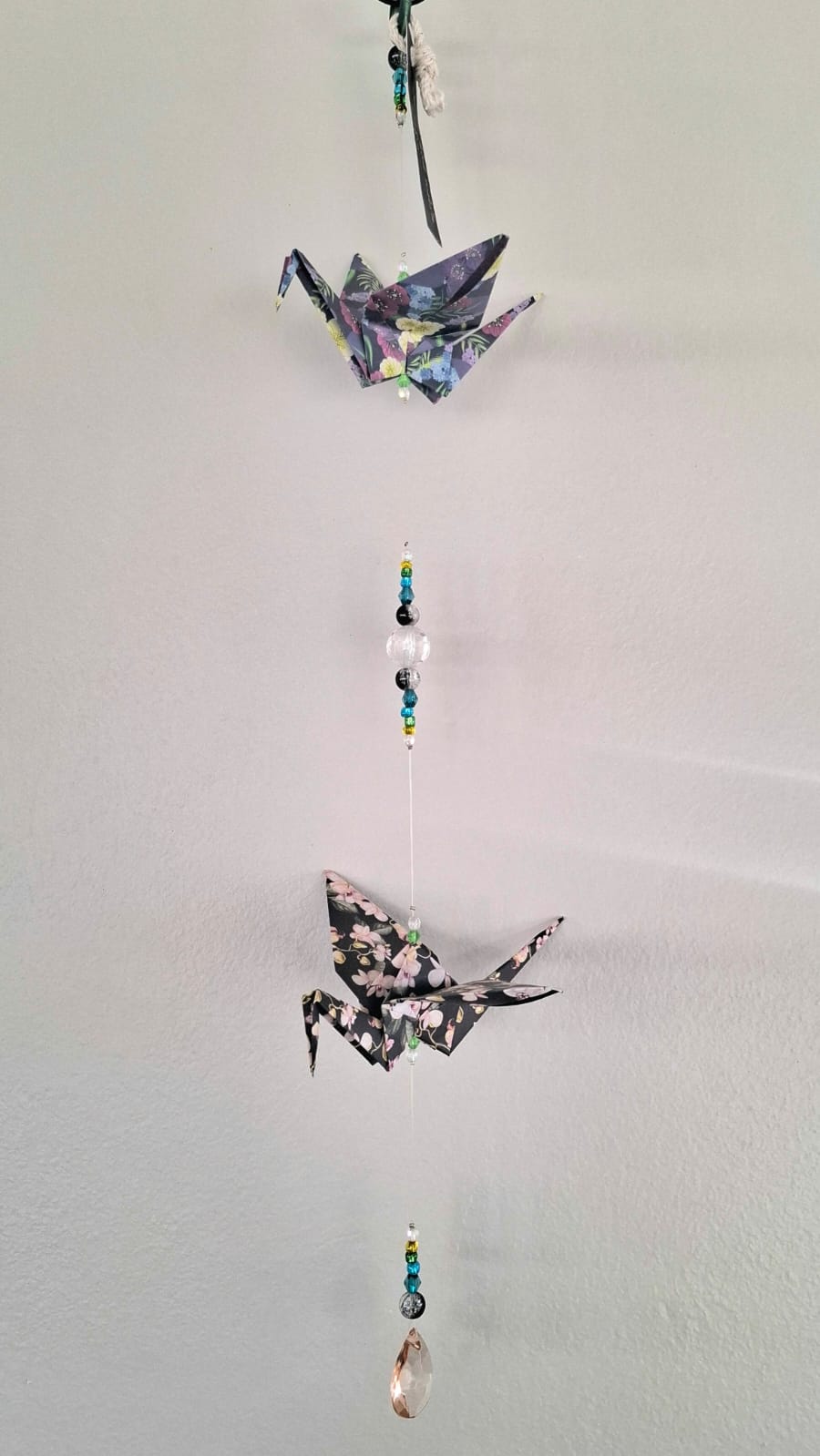 Origami Crane Mobile - Blue and Black Floral - Image 2