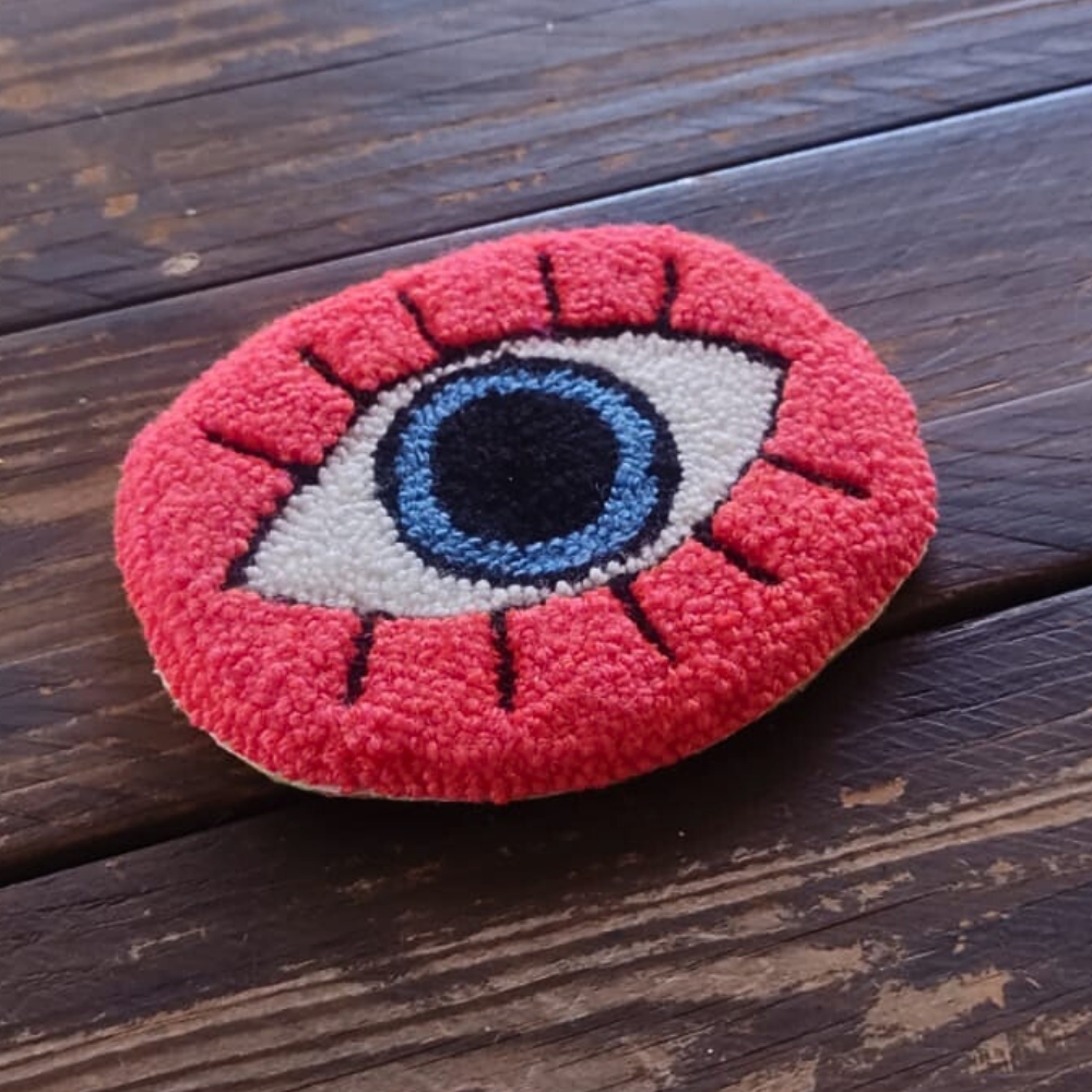 Electric Coral Eye Mug Rug - Image 2