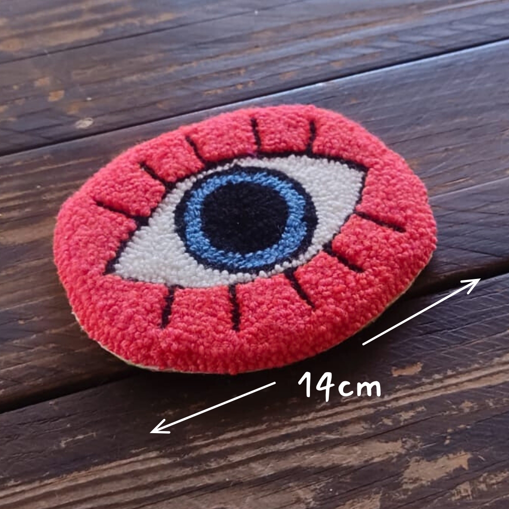 Electric Coral Eye Mug Rug - Image 3