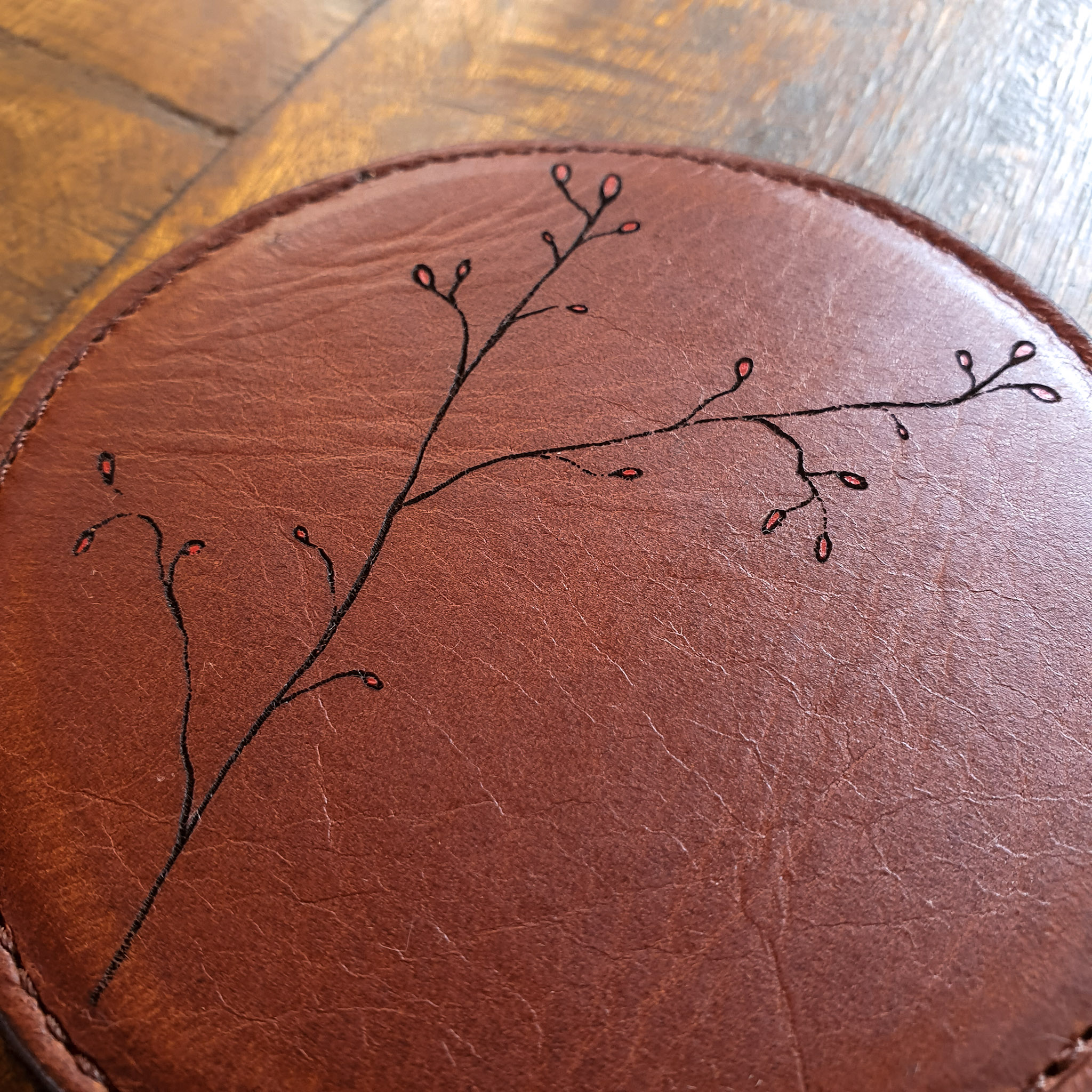 Leather Coaster with Botanical Designs - Set of 6 - Image 15
