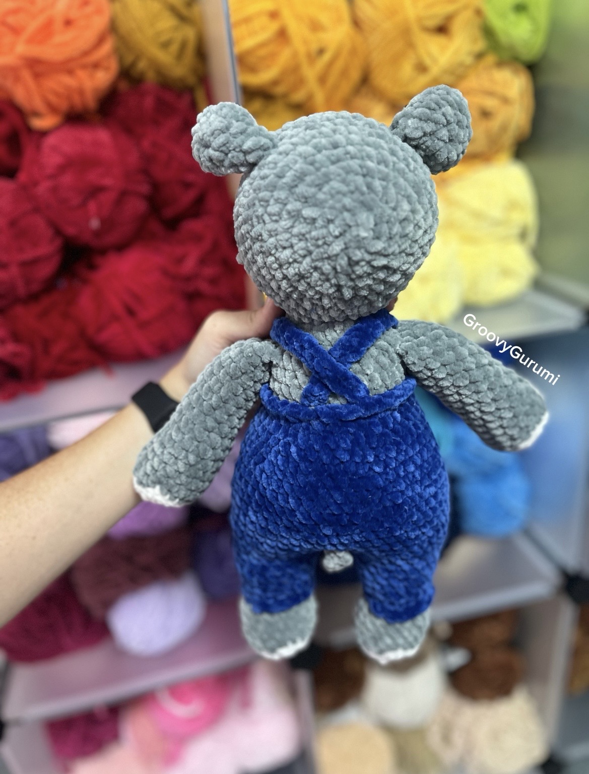 Crochet Hippo in a Jumpsuit - Image 2
