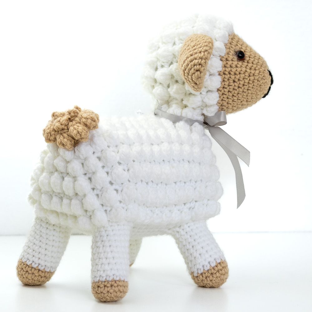 Crochet Easter Lamb, white and sand color