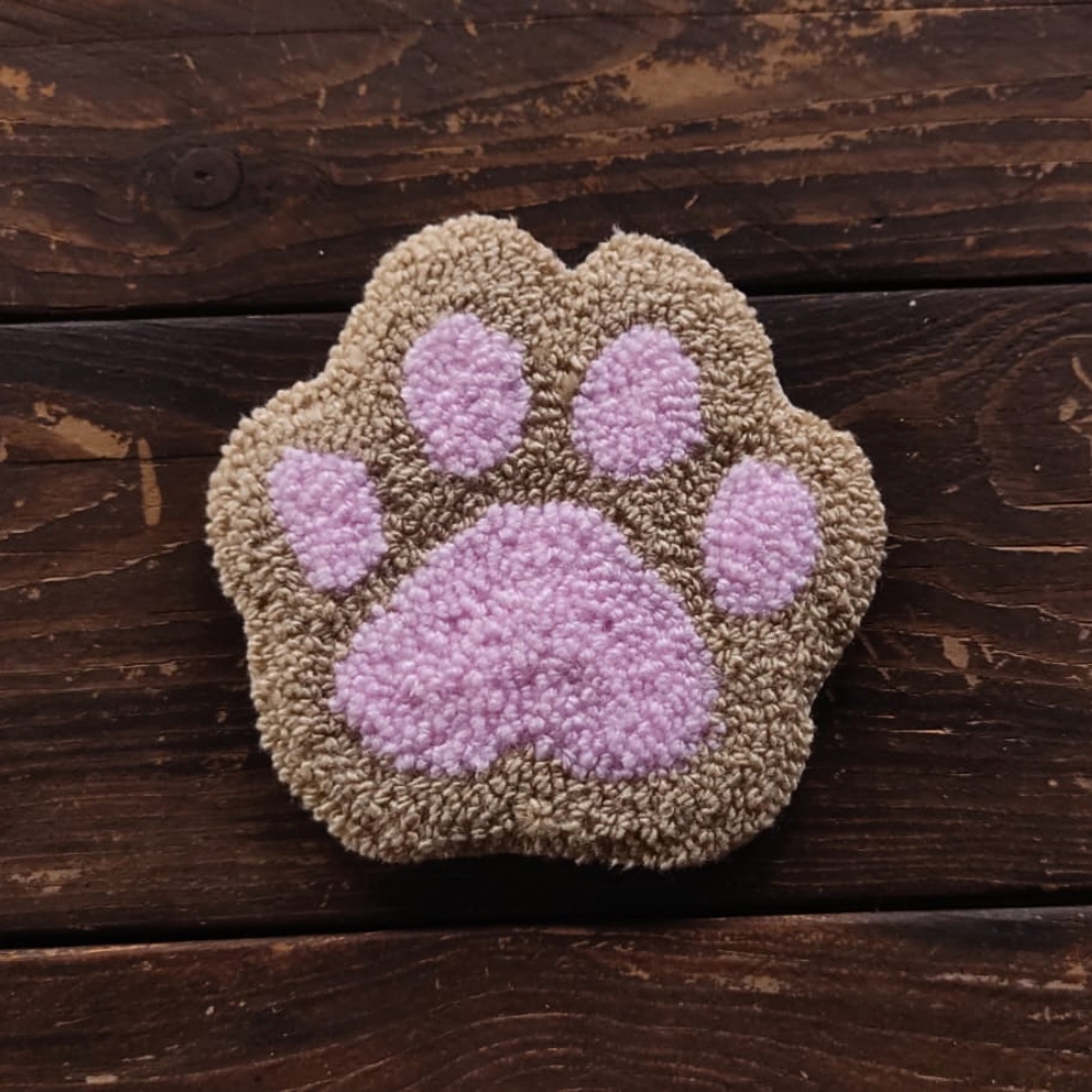 Paw Mug Rug - Pink and Beige - Image 2