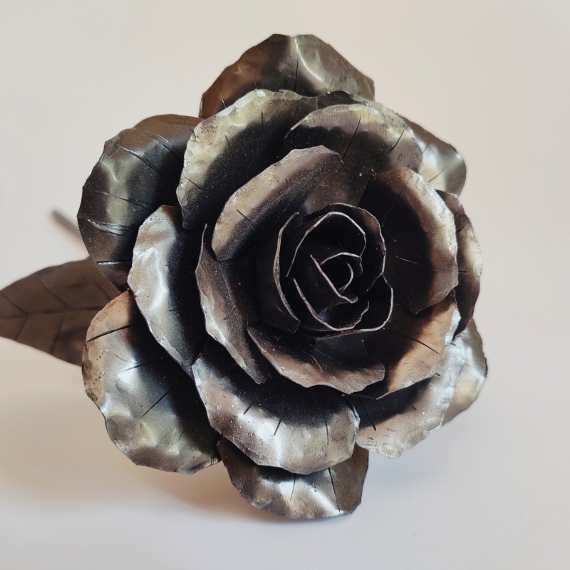 Front view of our handcrafted forever metal rose.