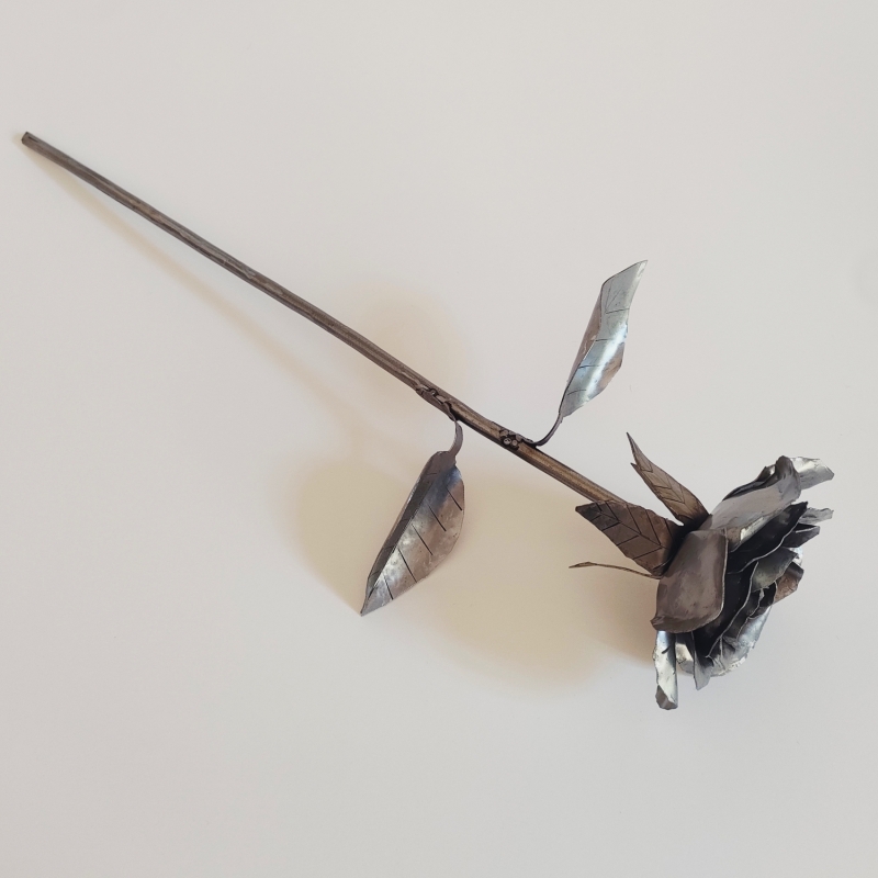 Top view of our handcrafted metal rose.