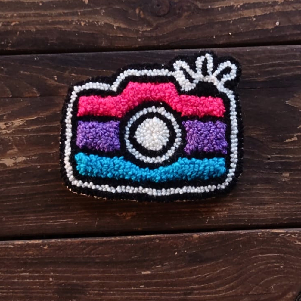 Snapshot Mug Rug - Blue Purple Pink - Image 3
