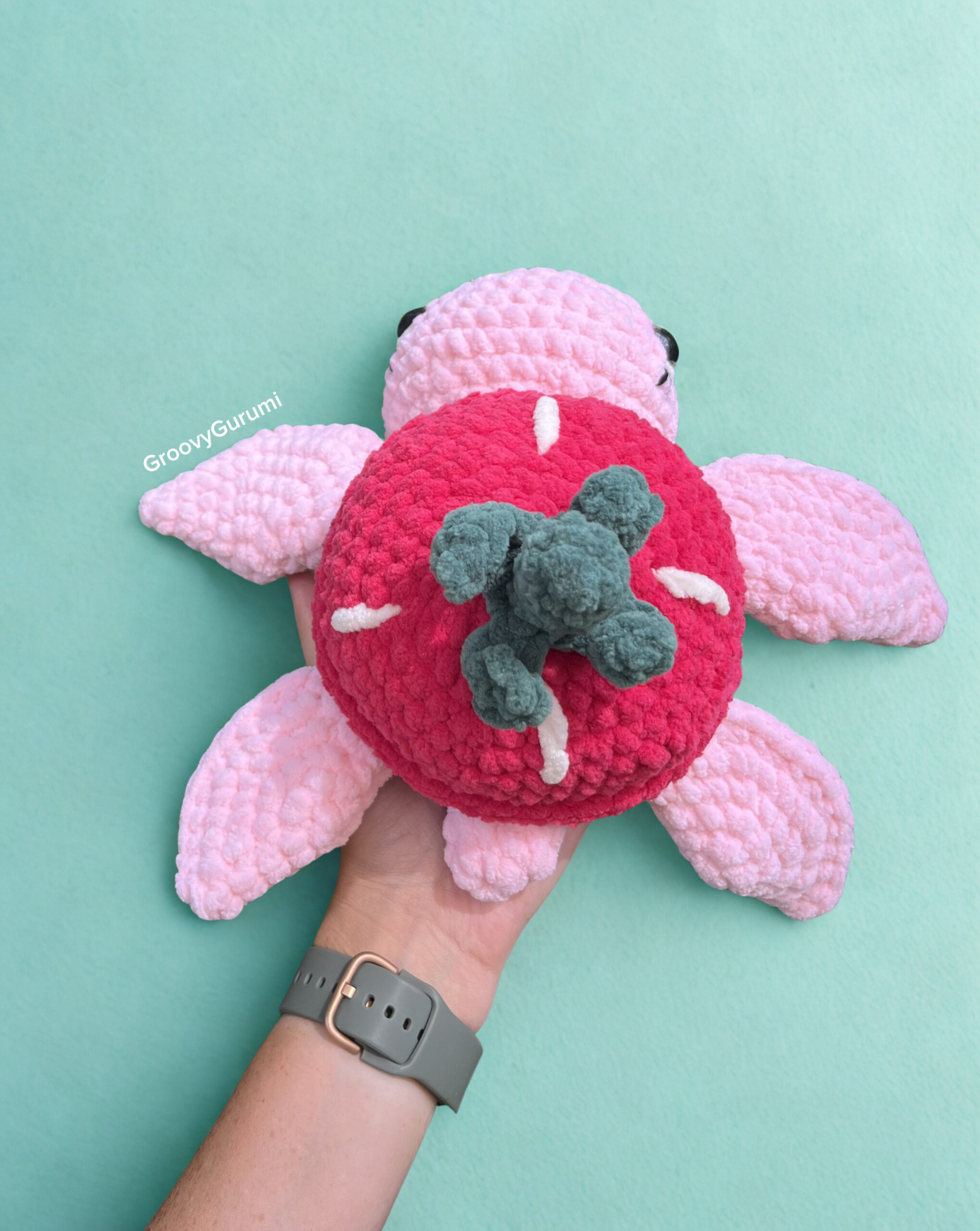 Strawberry Turtle Crochet Plushie - Image 2
