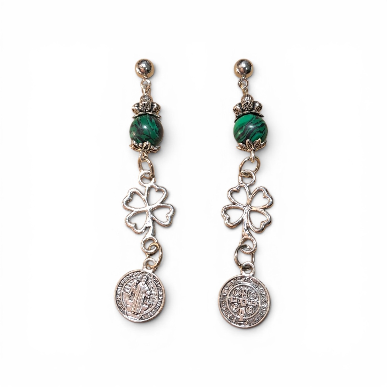 Vintage-Style Malachite Dangle Earrings