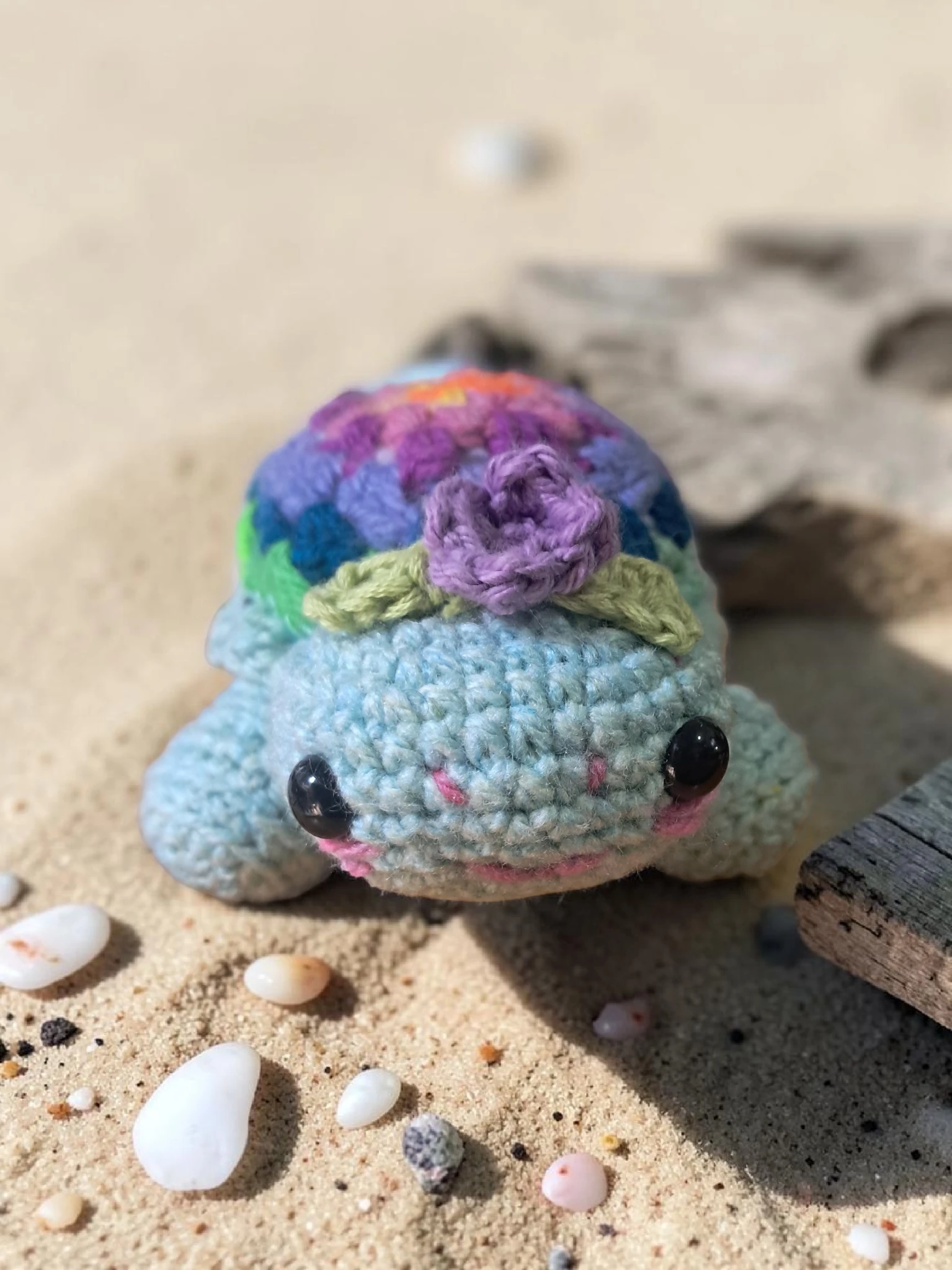 Rainbow African Flower Turtle Plushie - Image 4