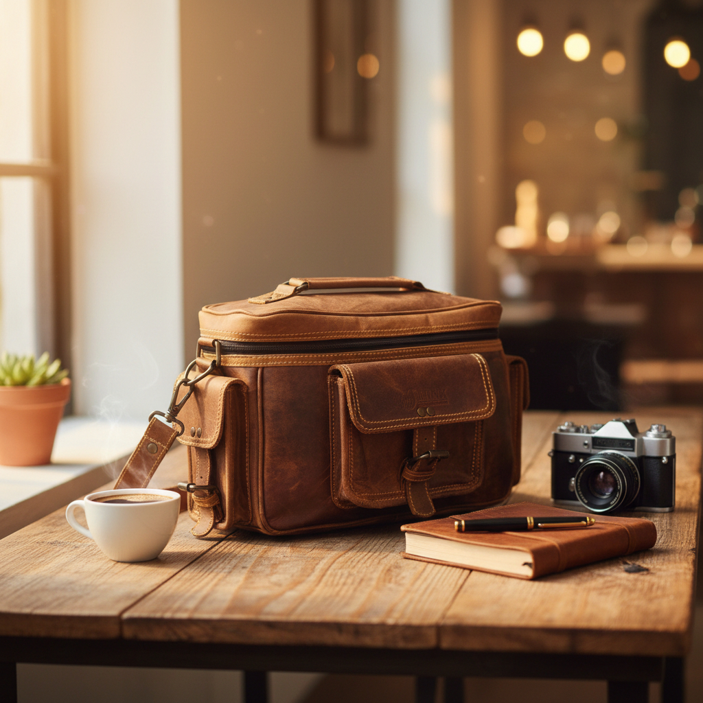 Vintage Leather Camera Bag - Image 4