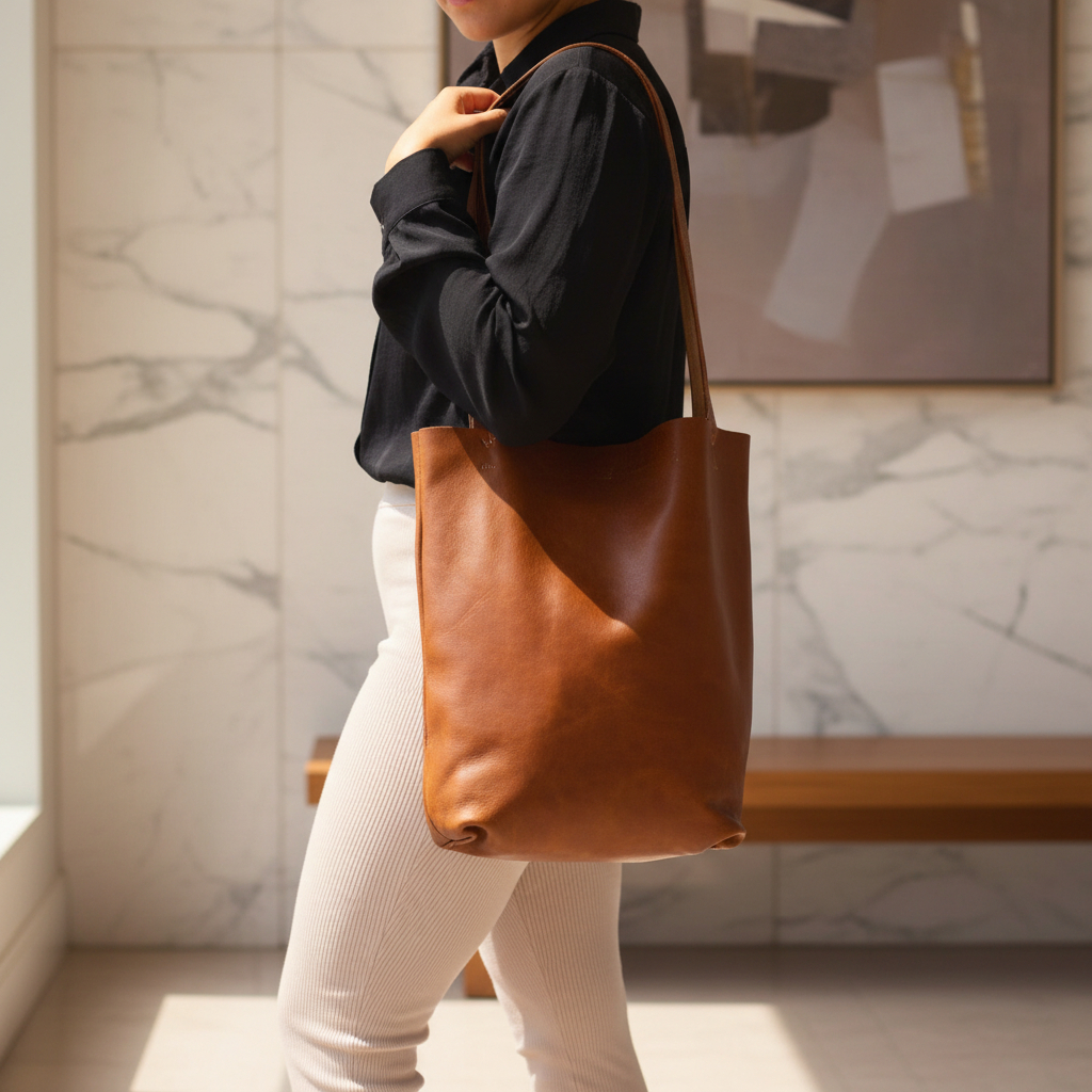 Zara Leather Shopper Bag - Image 13