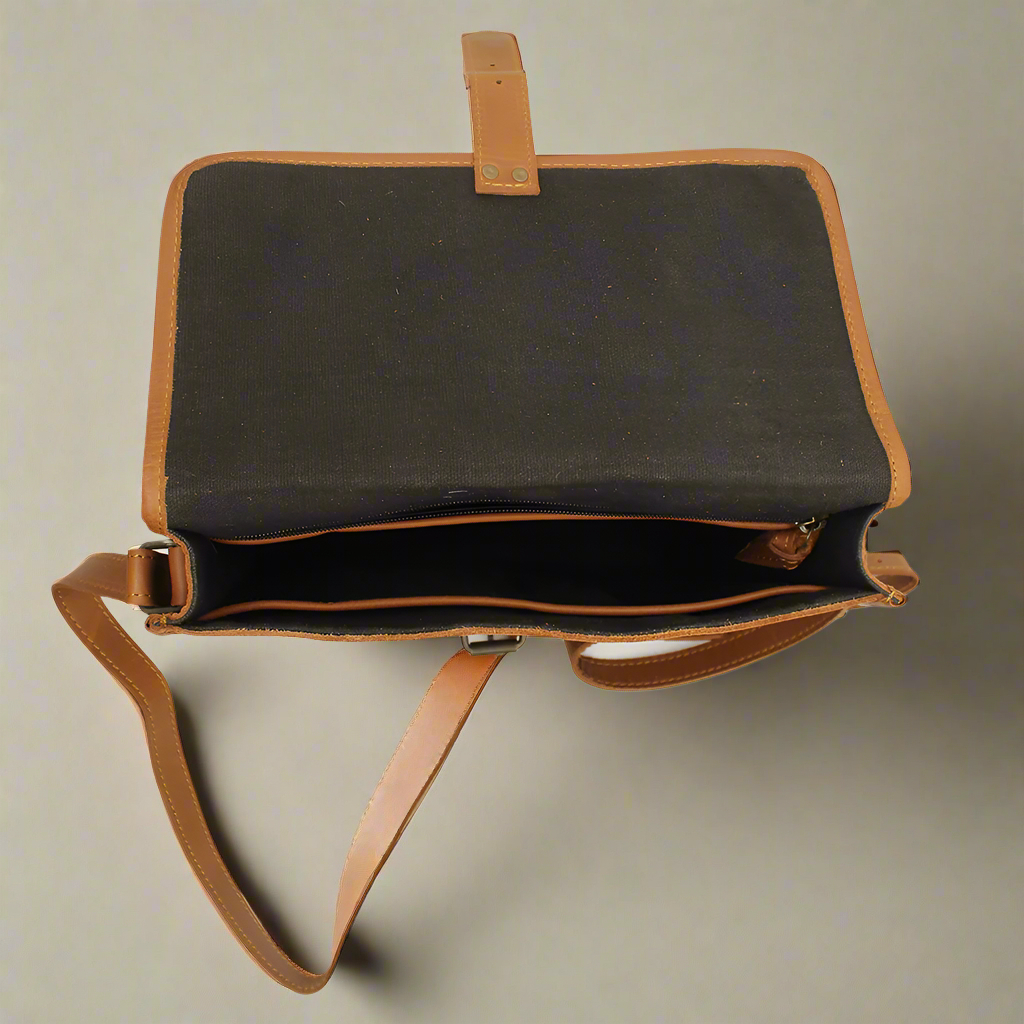 Leather Messenger Bag with Buckle - Image 14