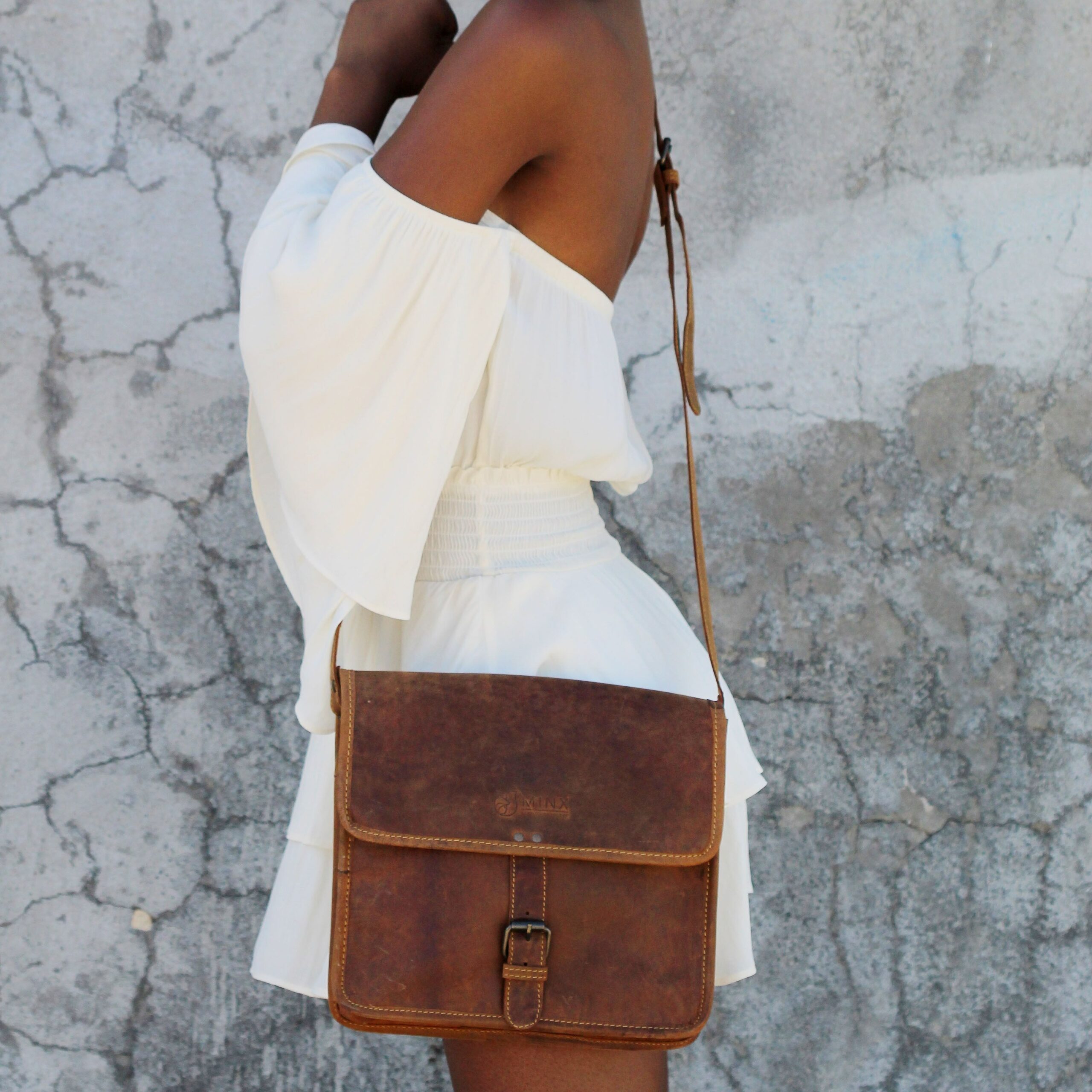 Leather Messenger Bag with Buckle - Image 17