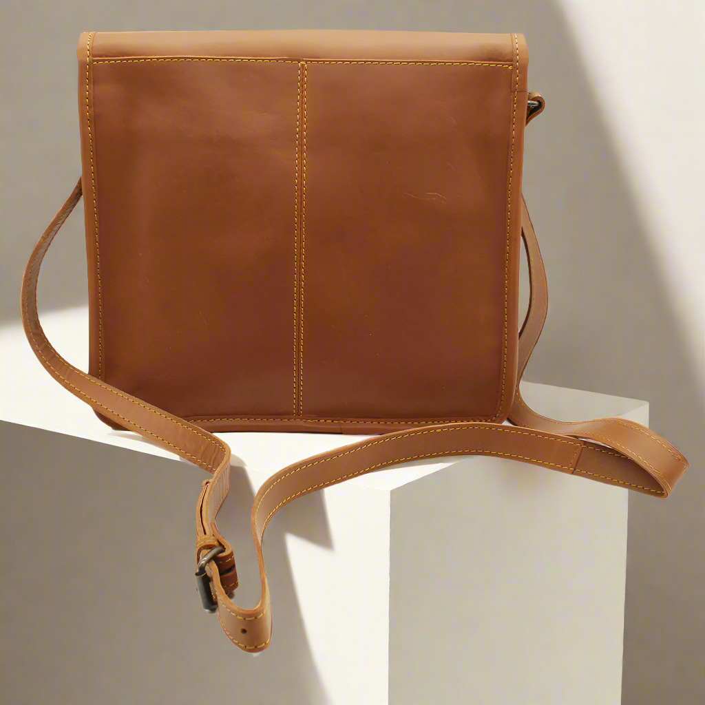 Leather Messenger Bag with Buckle - Image 18