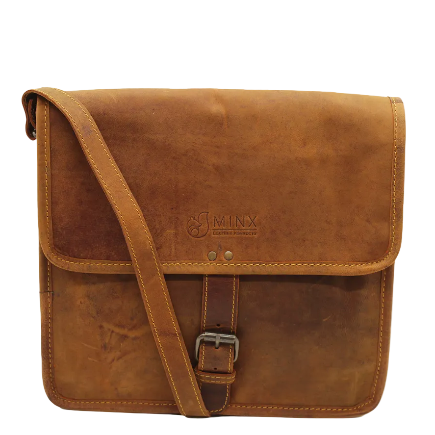 Leather Messenger Bag with Buckle - Image 19