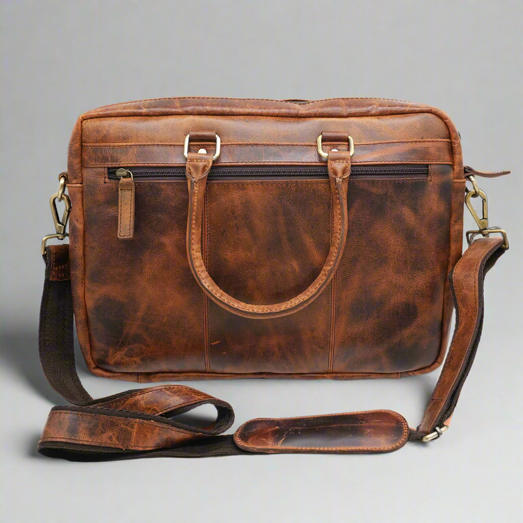 Capri Classic Leather Laptop Bag - Image 5