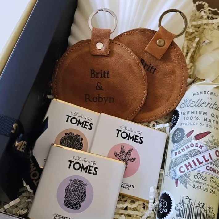 Twin Round Leather Keyring - Image 4