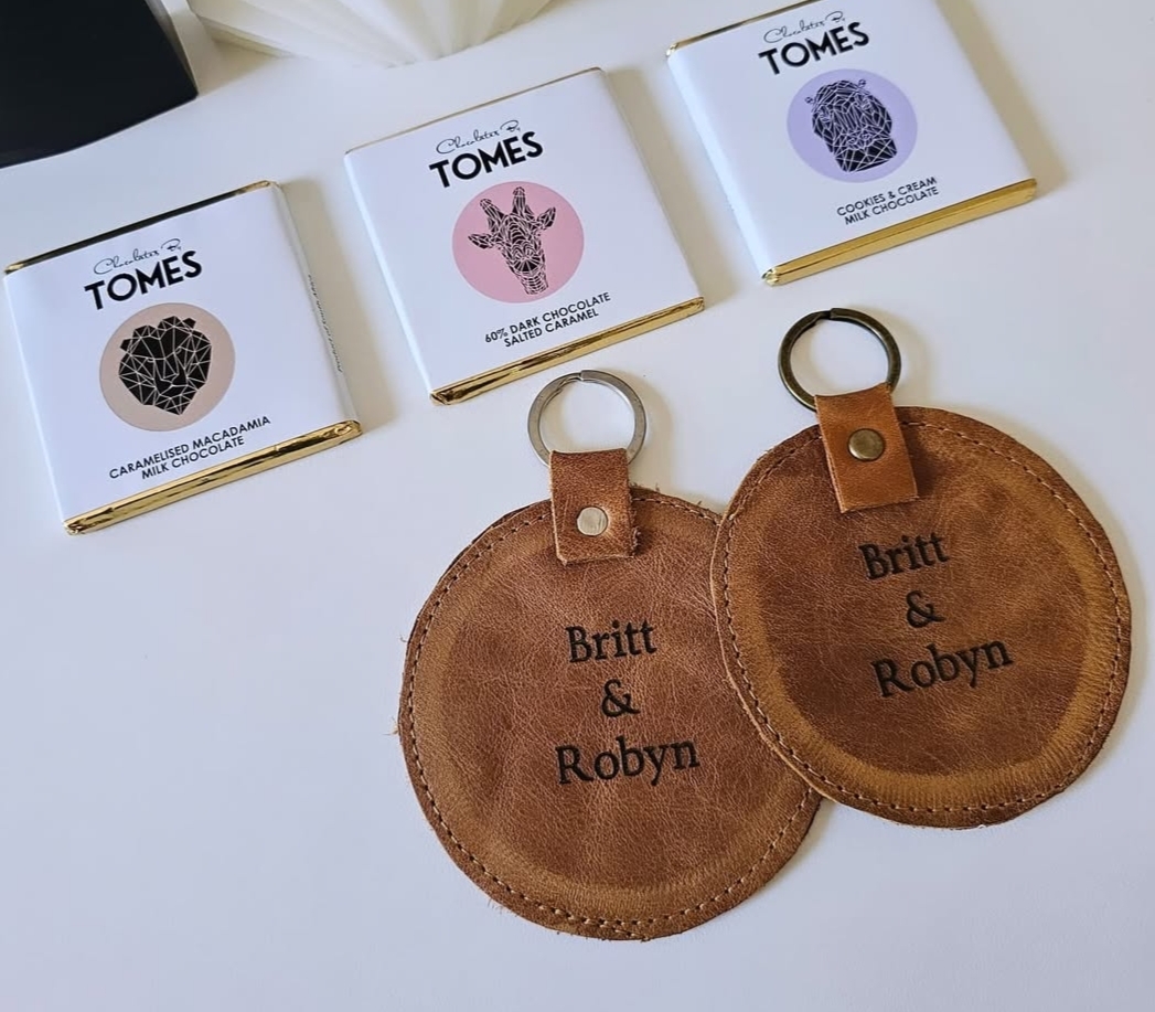 Twin Round Leather Keyring - Image 5