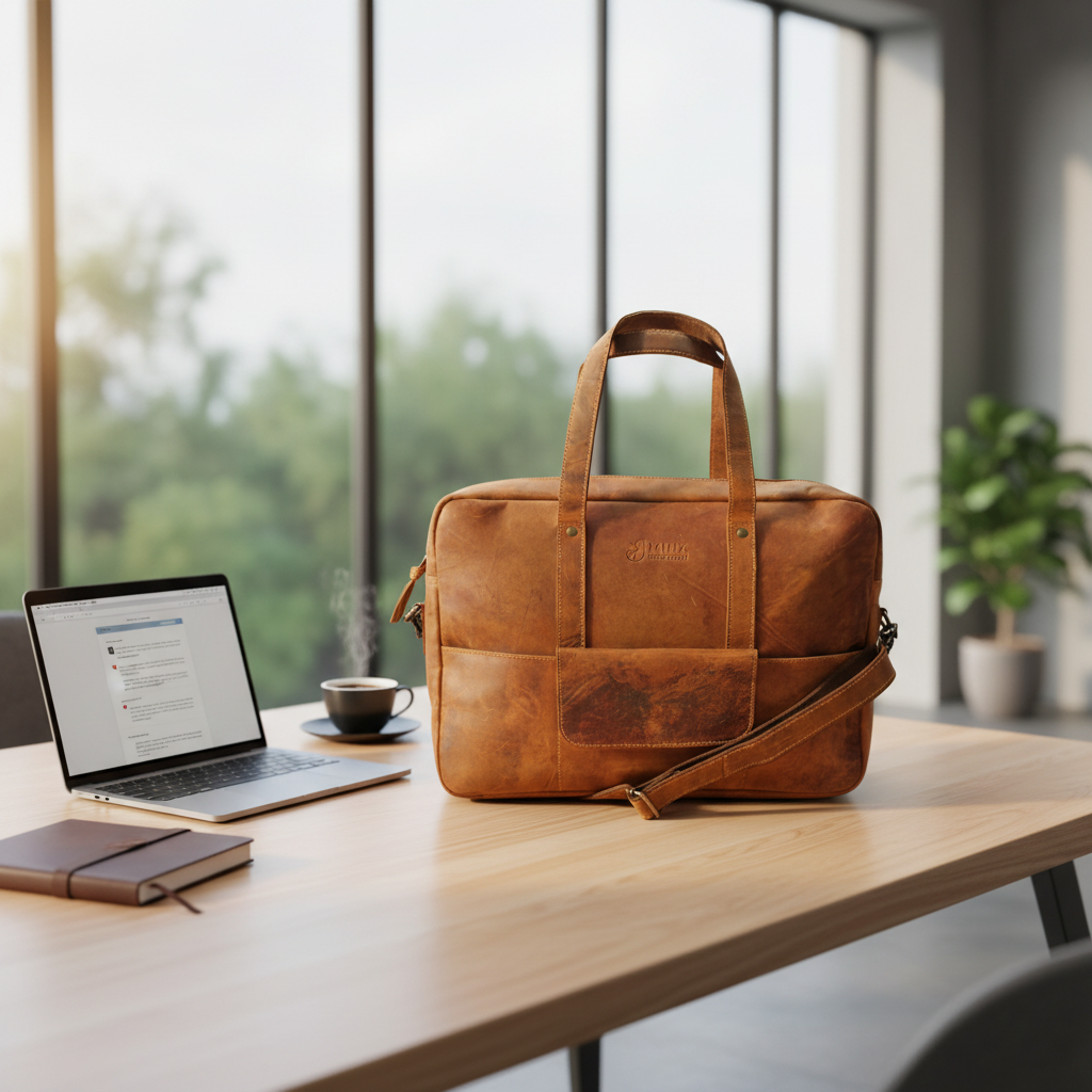 Phi Phi Leather Laptop Bag - Image 4