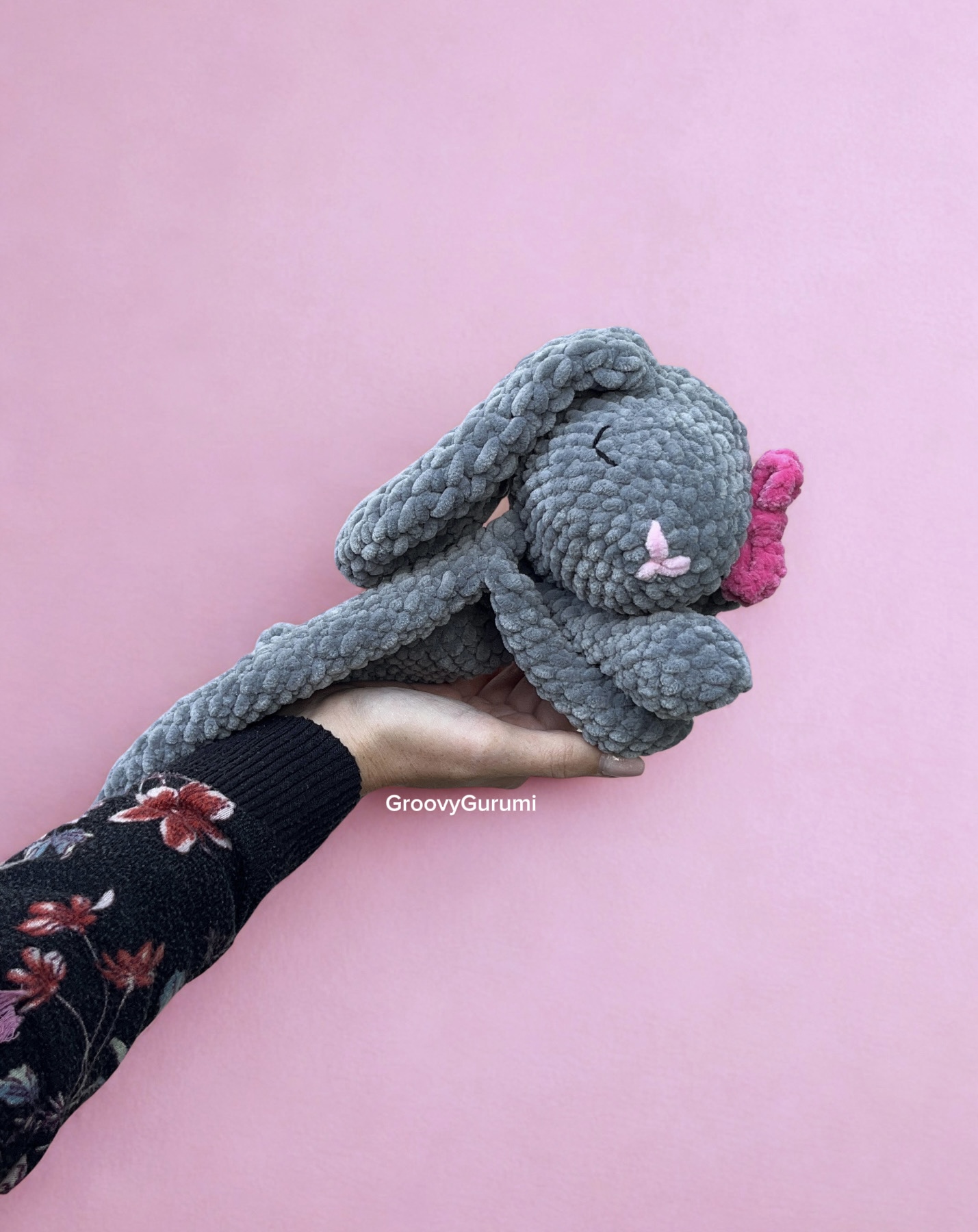 Crochet Grey Bunny Snuggler - Image 2
