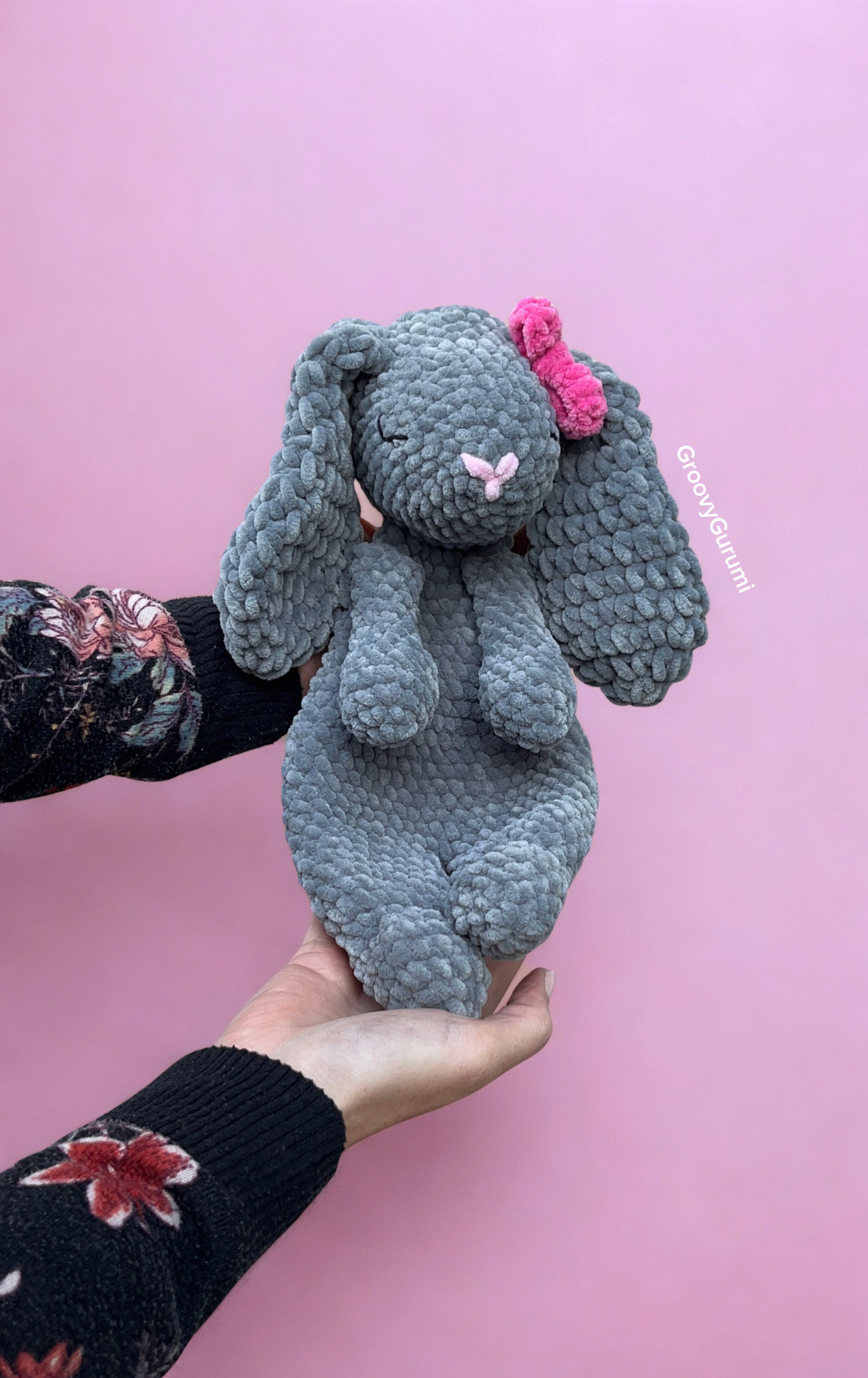 Crochet Grey Bunny Snuggler - Image 3