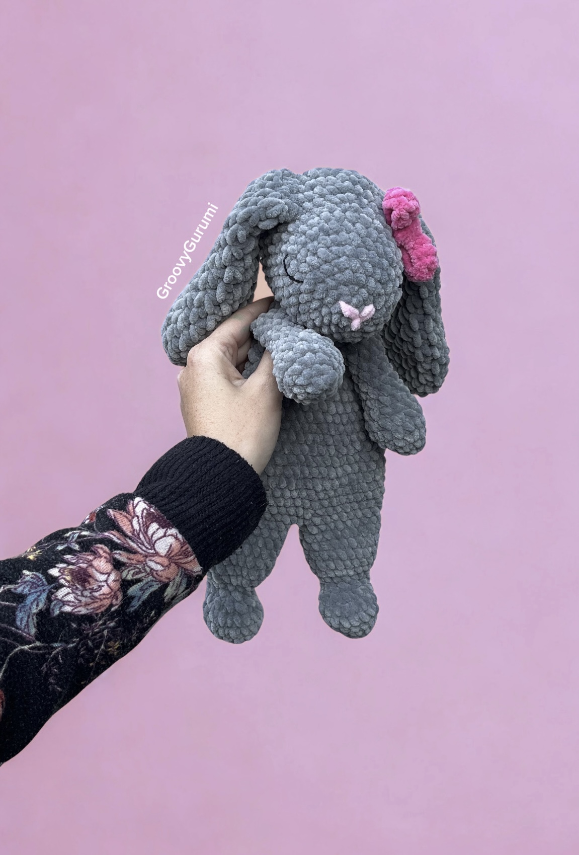 Crochet Grey Bunny Snuggler - Image 4