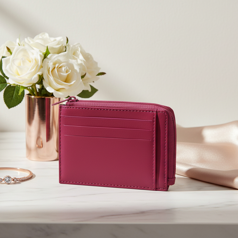 Dinki Pink Leather Card Holder - Image 9
