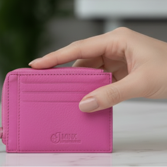 Dinki Pink Leather Card Holder - Image 10