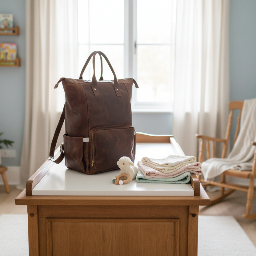 Amaliya Leather Nappy Bag - Image 4