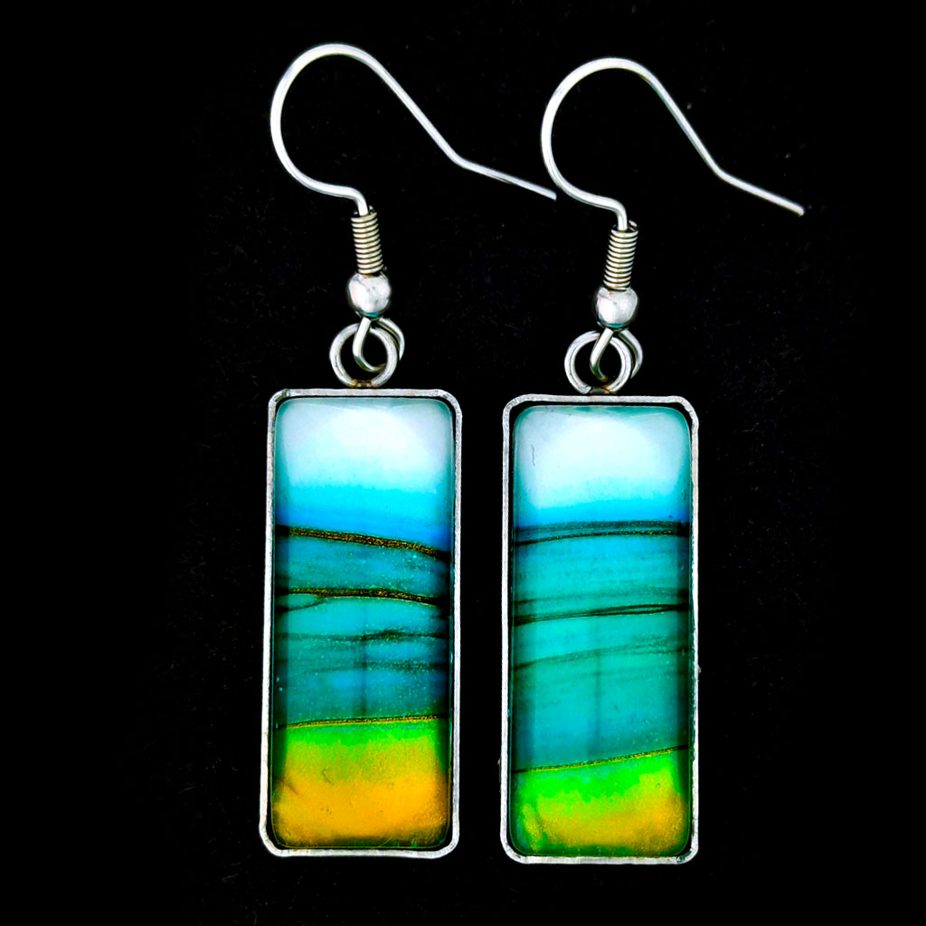 Fluid Art Earrings - Unique Multicoloured - Image 2