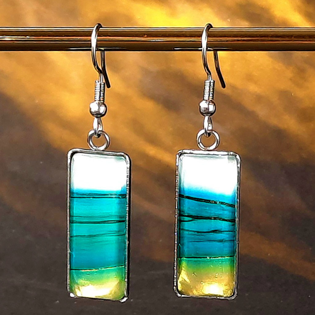Fluid Art Earrings - Unique Multicoloured - Image 3