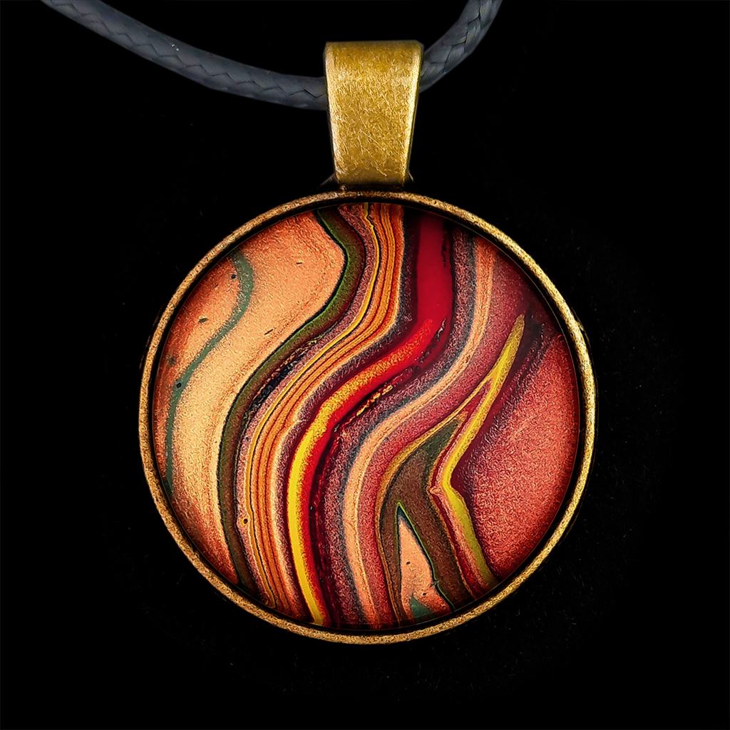 Glass Cabochon Necklace - Shimmering Earthy Tones - Image 2