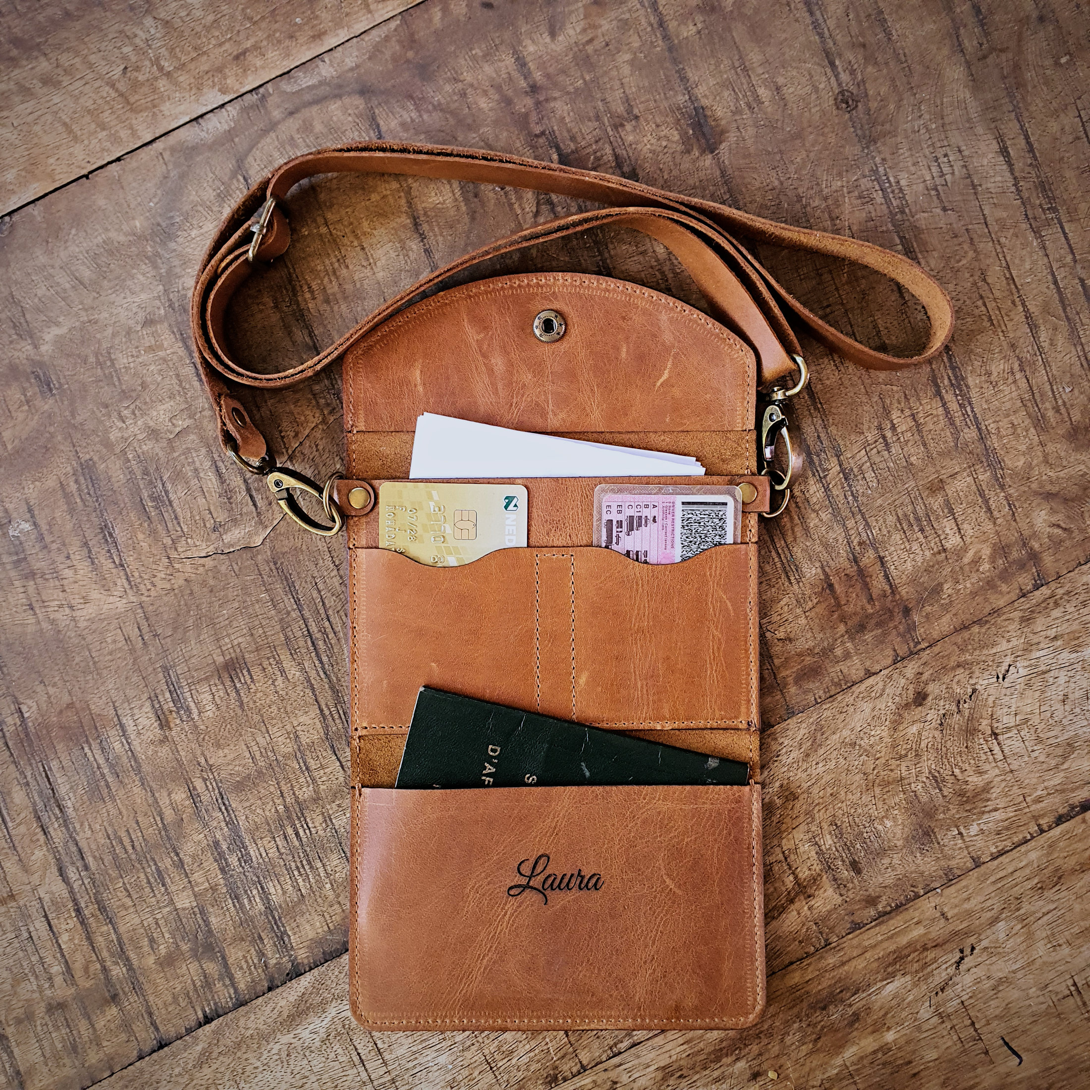 Personalised Leather Passport Sling Wallet - Image 8