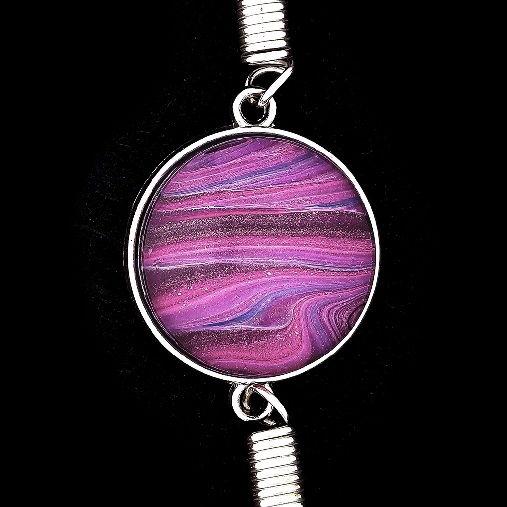 Cabochon Bracelet - Fuchsia, Ruby Red and Purple - Image 2