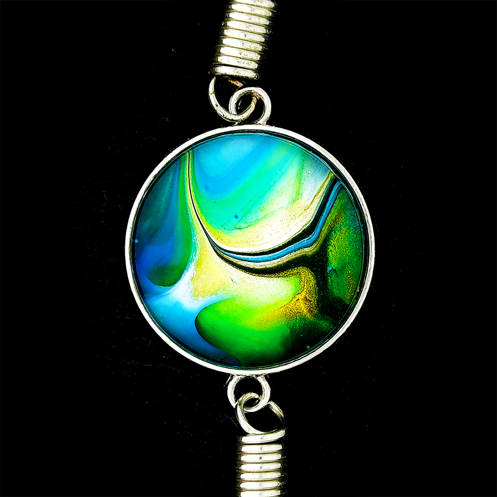 Glass Cabochon Bracelet - Teal Green - Image 2